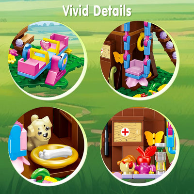 CUBIMANA Baumhaus Bausteine Set mit LED-Licht – Baumhaus Baustein Spielzeug, Up-Haus Bausatz mit Rutsche, Geburtstag Weihnachts Geschenk für Kinder Mädchen Jungen ab 6 7 8 9 10 11+ Jahren (618 Stück)