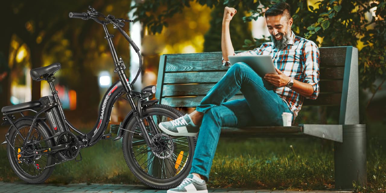 SAMEBIKE 250W 60NM E Bike Elektrofahrrad 20" Fat Tire E-Fahrrad klapprad 36V/13Ah Akku,Max.Reichweite bis zu 60-110km, Off-Road Mountainbike City EBike Herren Damen(CY20) (Tiefschwarz)