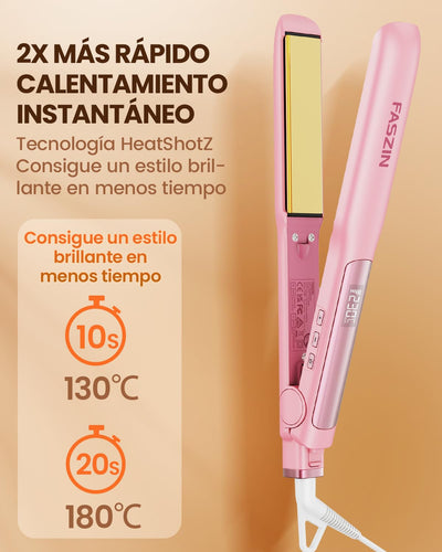 Faszin 2 in 1 Glätteisen Locken und Glätten, 20s Schnellaufheizung, Titanplatten Ionen Haarglätter für einen glatten Stil, 3D-Schwebepanel verhindert Haarziehen, mit LCD-Display, 130°C-230°C - Rosa