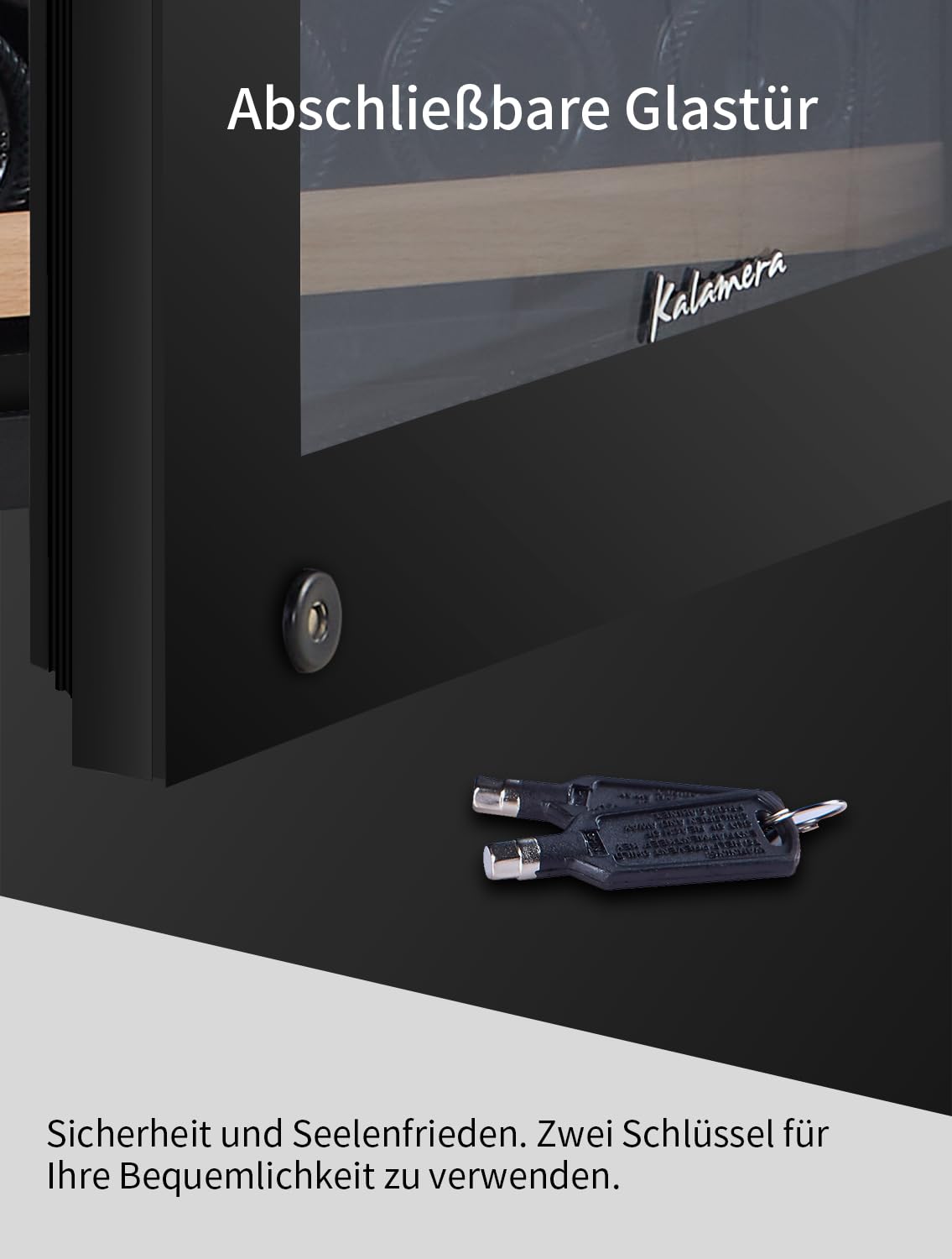 Kalamera Weinkühlschrank 2 Zonen für 73 Flaschen, Schwarz, 200 Liter, KRC-200BFG