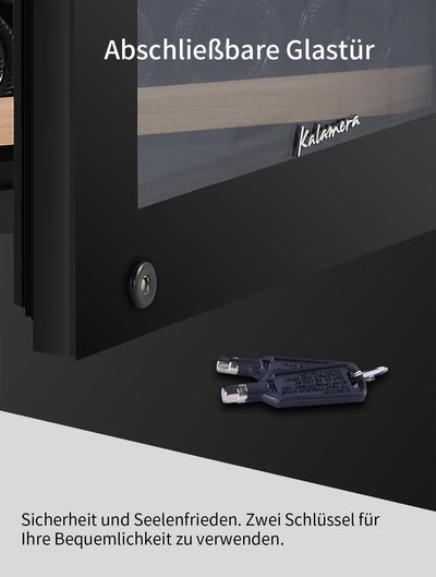 Kalamera Weinkühlschrank 2 Zonen für 73 Flaschen, Schwarz, 200 Liter, KRC-200BFG