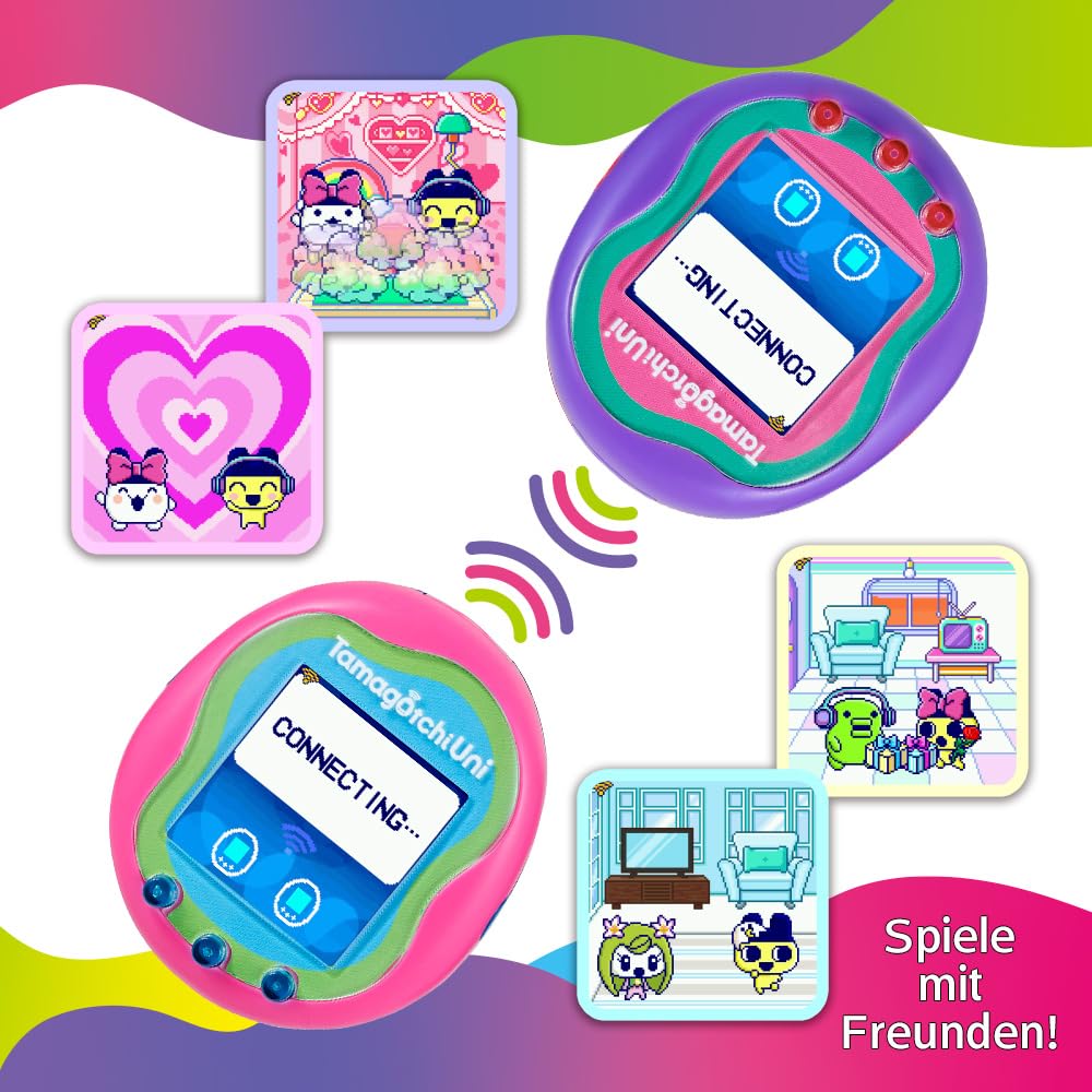 BANDAI - Tamagotchi Uni - Verbindungsfähiges Tamagotchi mit Armbanduhr - Virtuelles Haustier - Rosa Modell - 43351, (NT43351)
