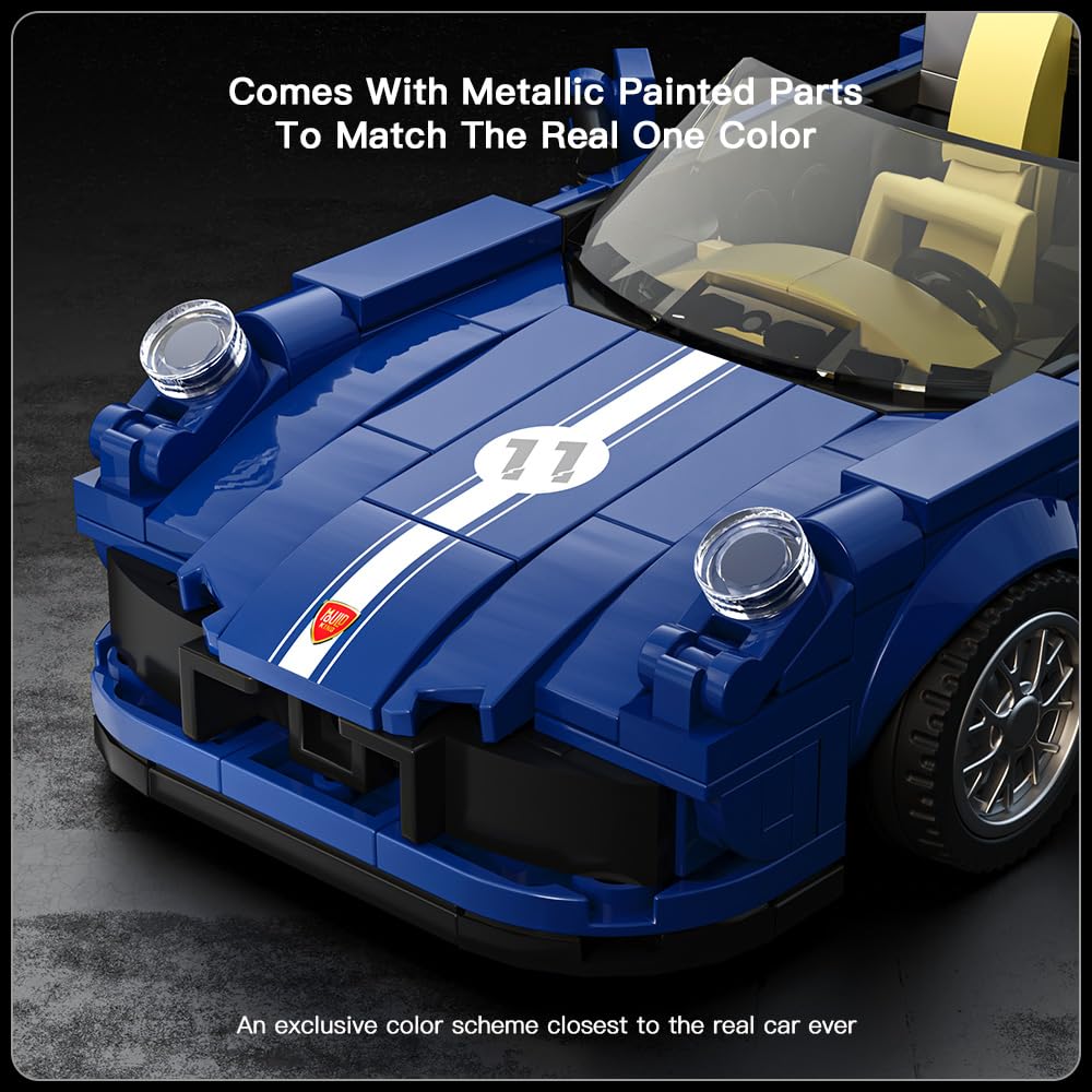 Mould King 27040 Technik Speed Champion Rennwagen Bausteine 911 Sportwagen Klemmbausteine mit Acryl-Vitrine Modellautos zum Sammeln (366 Teile)