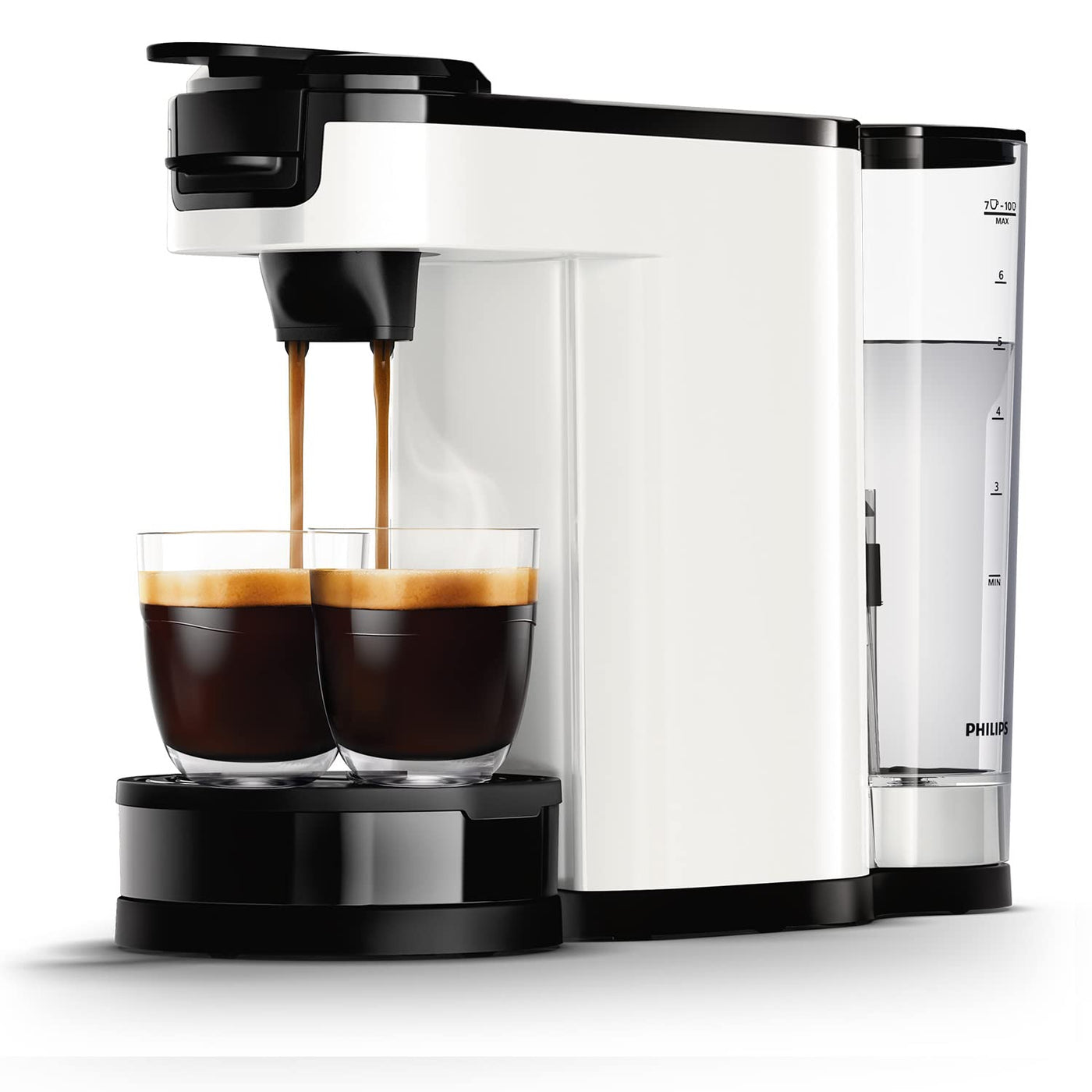 Philips Senseo Switch Pad- und Filterkaffeemaschine, 2-in-1-Brühtechnologie, 1-Liter-Wasserbehälter, 7 Tassen in einem Durchgang, Weiß (HD6592/04)