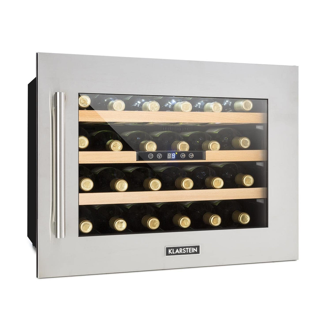 Klarstein Einbau-Weinkühlschrank, 1 Zonen Getränkekühlschrank Klein, Kleiner Weinschrank 57L, Wein-Kühlschrank Klein mit Glastür, Indoor/Outdoor Flaschenkühlschrank, Wine Fridge 24 Flaschen