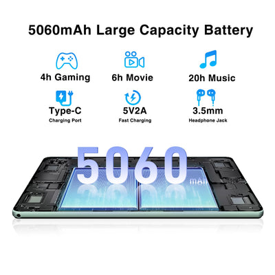 DOOGEE U10 Tablet 10 Zoll Android 14 2025, 9GB RAM + 128GB ROM (1TB TF) Kinder Tablet PC 1280 * 800 HD+ IPS Dual Camera, 5G WIFI6/ Face ID/Widevine L1/ BT 5.0/ OTG/ 5060mAh/ 8+5MP/ Type C