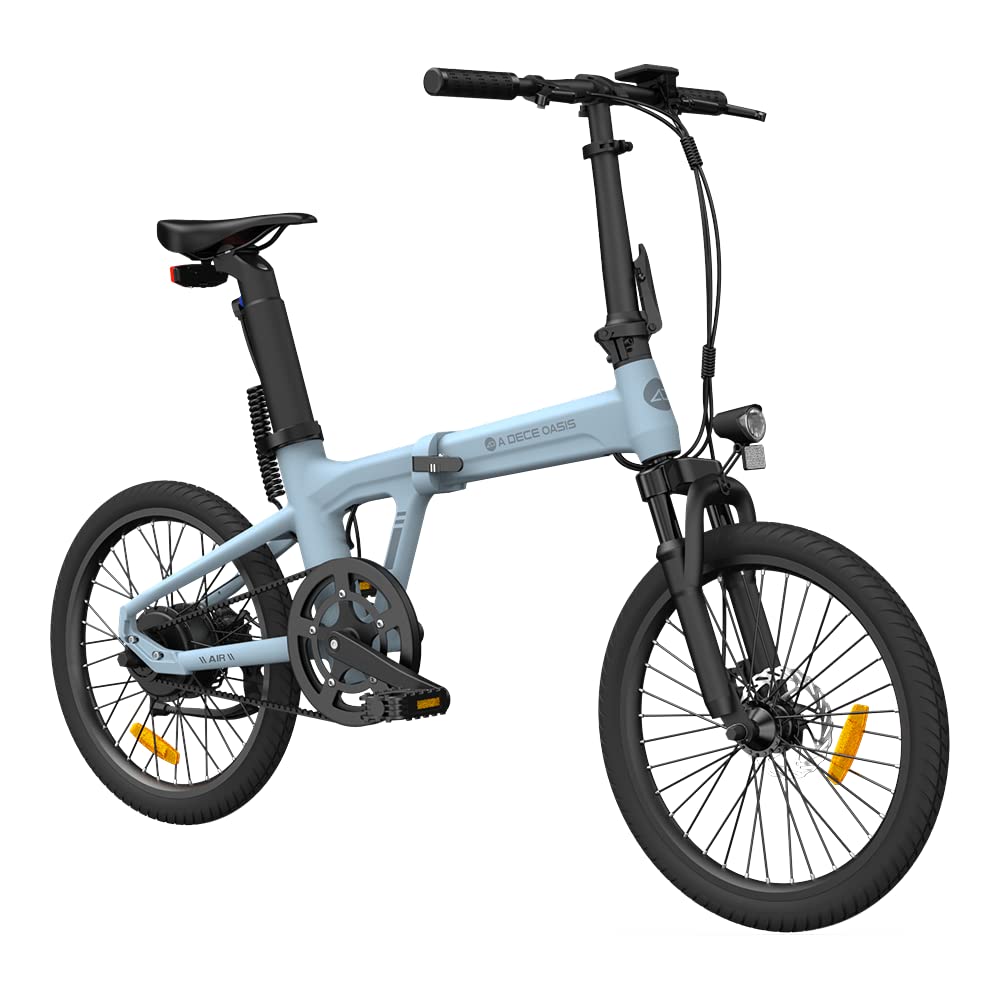ADO E-Bike 2 × Air 20S E-Fahrrad Faltbar, klapprad Riemenantrieb,City Bike, 1 Gang, Hintermotor, ebike Damen/Herren,StVZO,ADO Smart APP,3,5-Zoll-IPS-Display (Gray+Blue)