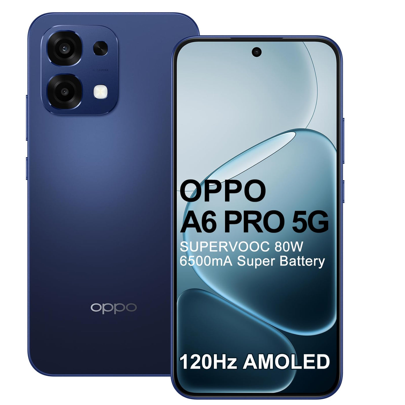 OPPO A6 Pro 5G 8+256GB AI Smartphone, Handy Android Ohne Vertrag, Batterie 6500mAh, 80W SUPERVOOC, Dimensity 6300 5G, Bildschirm 120Hz 6,57" AMOLED, IP69, AI-Kamera 50+2MP, NFC, Dual SIM, Blau