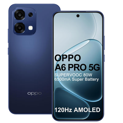OPPO A6 Pro 5G 8+256GB AI Smartphone, Handy Android Ohne Vertrag, Batterie 6500mAh, 80W SUPERVOOC, Dimensity 6300 5G, Bildschirm 120Hz 6,57" AMOLED, IP69, AI-Kamera 50+2MP, NFC, Dual SIM, Blau