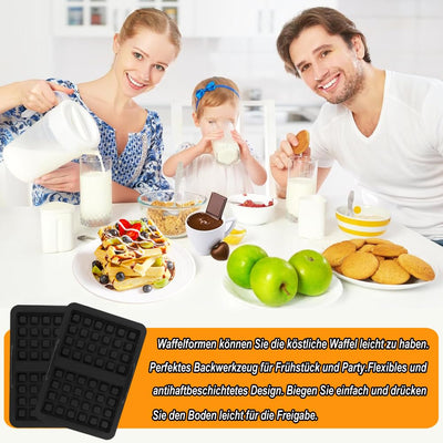 ROMANVIC Ninja Heißluftfritteuse Zubehör,2 Stück Ninja Airfryer Zubehör mit Ninja AF400EU, AF451EU, SL400EU, und AF500DE, Doppelt Backschaleneinsatz aus Silikon, Belgische Waffeleisen Silikon Zubehör