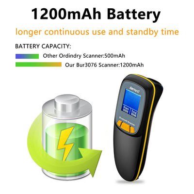 LENVII Mini Wireless Barcode Scanner Bluetooth 3-in-1 Portable Barcode Reader kabellos 1D/2D/QR Code Scanner mit Display Barcode Leser Win/Android/iOS für Geschäft, Supermarkt, Lager(Schwarz)