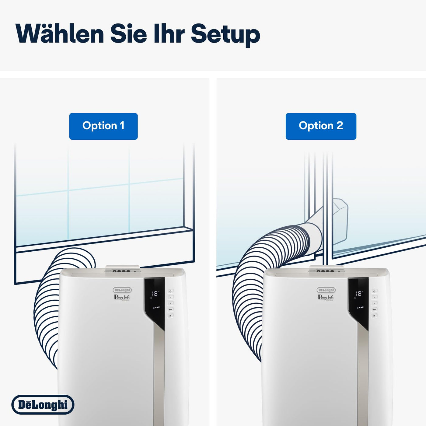 De'Longhi Pinguino PAC EX93 sehr leises Klimagerät mit Abluftschlauch, Whisper Technology - mobile Klimaanlage für Räume bis 85m³, 60dB(A), 3 Ventilatorgeschwindigkeiten, Entfeuchtungsfunktion, Weiß