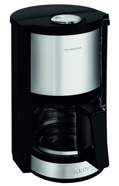 Krups KM3210 Proaroma Plus Filterkaffeemaschine | 10 Tassen | 1100 Watt | Schwarz mit Edelstahlapplikationen & F20342 Kaffeemühle und Gewürzmühle in Einem 75g Füllmenge Schwarz