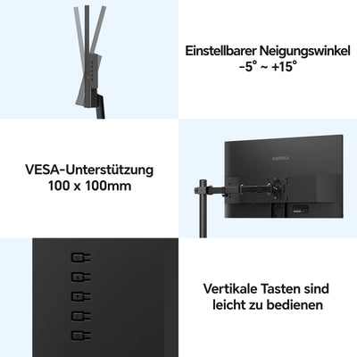 KOORUI E2412F 24 Zoll Monitor, FHD 1920 x 1080 100Hz PC Monitor, HDMI 1.4, Eye Care Bildschirm, 5ms GtG 5° bis 15° neigbar, VESA 100 x 100mm