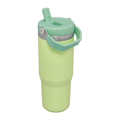 Stanley IceFlow Flip Straw Trinkflasche mit Strohhalm 0.89L - Thermosflasche Hält 12+ Stunden Kalt - Auslaufsicher - Trinkflasche Sport - Wasserflasche BPA Frei - Spülmaschinenfest - Citron