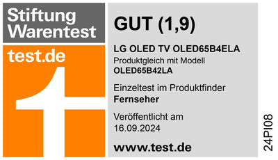 LG OLED65B4ELA TV 165 cm (65 Zoll) OLED Fernseher (α8 4K AI-Prozessor, webOS 24, Dolby Vision, bis zu 120Hz) [Modelljahr 2024]