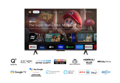 TCL 65T7B 65-Zoll QLED Pro Fernseher, 4K Ultra HD, HDR Pro, Smart TV Unterstützt von Google TV (Dolby & Atmos, Motion Clarity, Freihändige Sprachsteuerung, Kompatibel mit Google Assistant & Alexa)