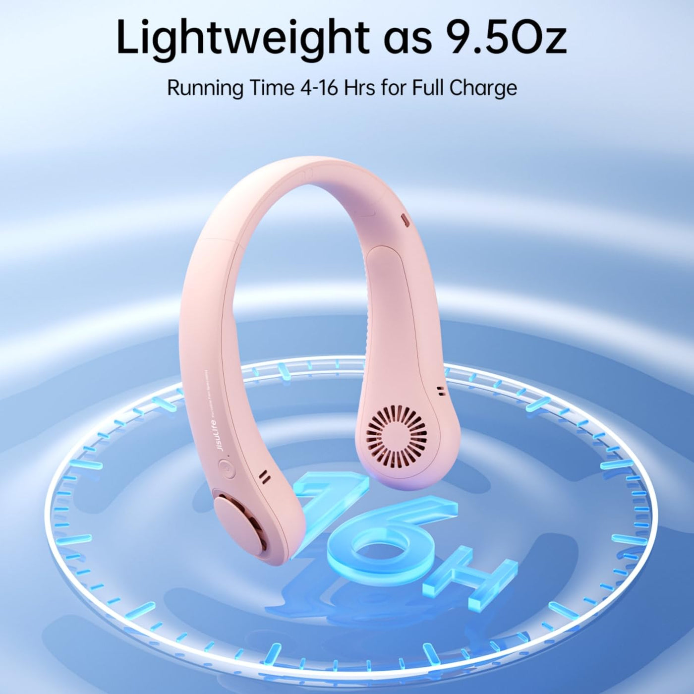 JISULIFE Tragbarer Hals-Ventilator, Hands Free Bladeless Fan, 4000 mAh Batteriebetriebener Tragbarer Persönlicher Ventilator, USB-Betriebener Schreibtisch-Ventilator, 5 Geschwindigkeiten - Rosa