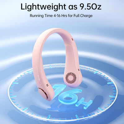 JISULIFE Tragbarer Hals-Ventilator, Hands Free Bladeless Fan, 4000 mAh Batteriebetriebener Tragbarer Persönlicher Ventilator, USB-Betriebener Schreibtisch-Ventilator, 5 Geschwindigkeiten - Rosa