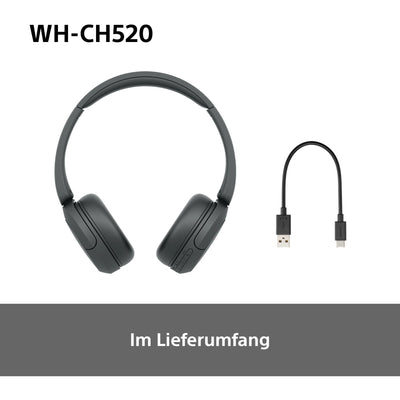 Sony WH-CH520 Kabelloser Bluetooth On-Ear-Kopfhörer, hohe Klangqualität, leichtes Design, bis zu 50 Stunden Akkulaufzeit, Schnellladung, EQ, klare Gesprächsqualität, iOS & Android - Beige