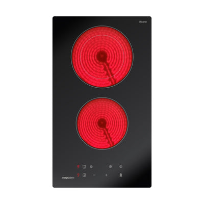 magicplux Glaskeramikkochfeld mit 2 kochfelder 29,5cm, 9 Heizstufen, Berührungssteuerung, Kindersicherung, Timer, Geeignet für alle Kochgeschirre, 3400W