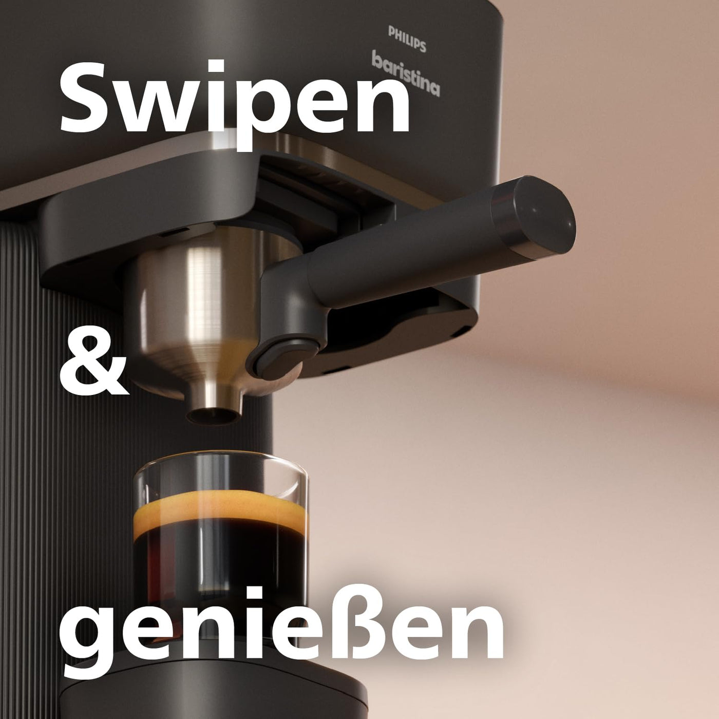 Philips Baristina Espressomaschine - Real Espresso, made simple. Kompakte Kaffeemaschine, Naturweiß mit Eschenholz-Siebträger, 16-bar-Pumpendruck, automatisches Mahlwerk, Cafe Crema (BAR302/20)