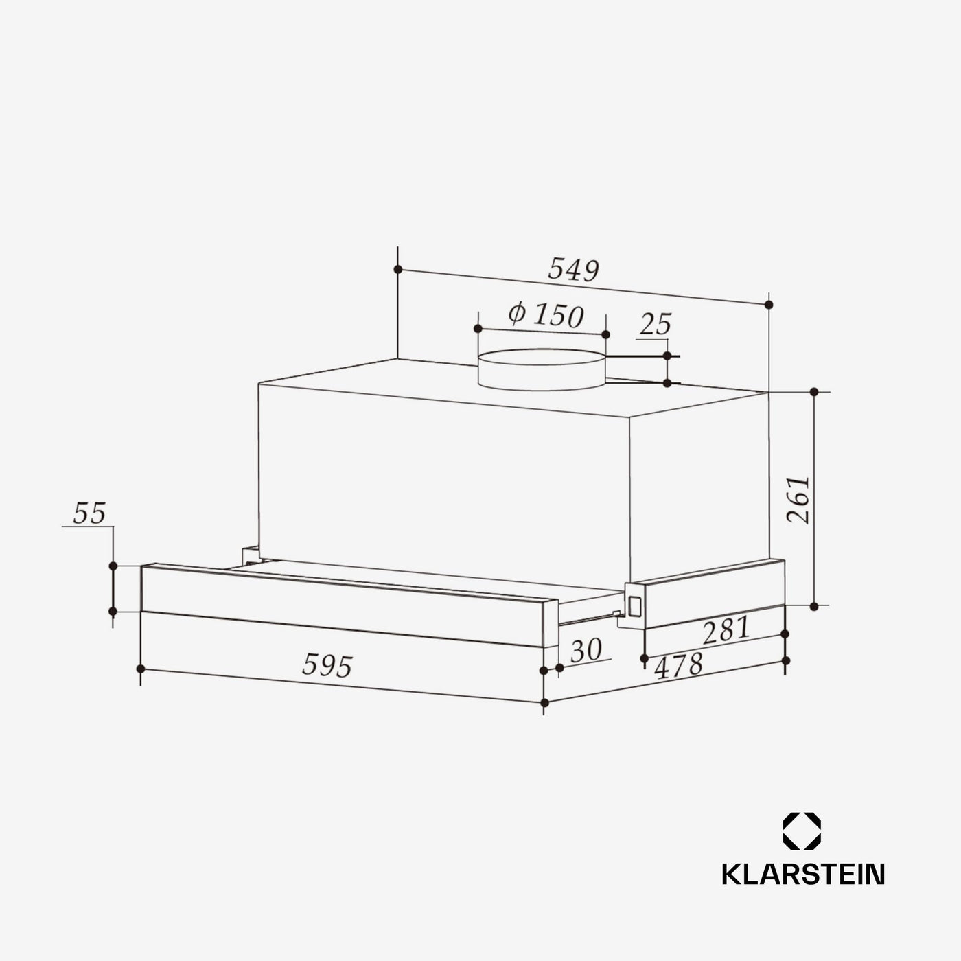 Klarstein Dunstabzugshaube 60cm, Abluft-Dunstabzugshaube mit Spülmaschinenfestem Filter aus Aluminium, Leise Abzugshaube Abluft, 305m³/h Luftstrom, Effiziente Wandhauben mit LEDs & Touch Controls