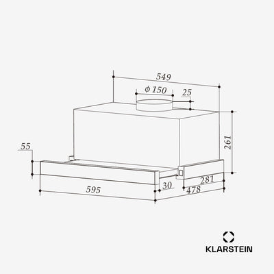 Klarstein Dunstabzugshaube 60cm, Abluft-Dunstabzugshaube mit Spülmaschinenfestem Filter aus Aluminium, Leise Abzugshaube Abluft, 305m³/h Luftstrom, Effiziente Wandhauben mit LEDs & Touch Controls