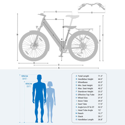 Touroll J1 ST 27,5 Zoll Trekking E-Bike Herren Damen, Elektrofahrrad mit 36V 15.6Ah Batterie für Lange Reichweite bis 100KM, 250W Heckmotor, Doppelscheibenbremse, 7-Gang Getriebe City E Bike