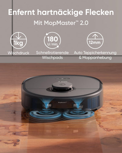 eufy X10 Pro Omni Saugroboter mit Wischfunktion & Absaugstation, 8.000Pa, Auto-Absaugen/Befüllen, 2× Auto-Lift-Mopp mit Auto-Waschen/Trocknen, Aktive Hindernisvermeidung, Kindersicherung