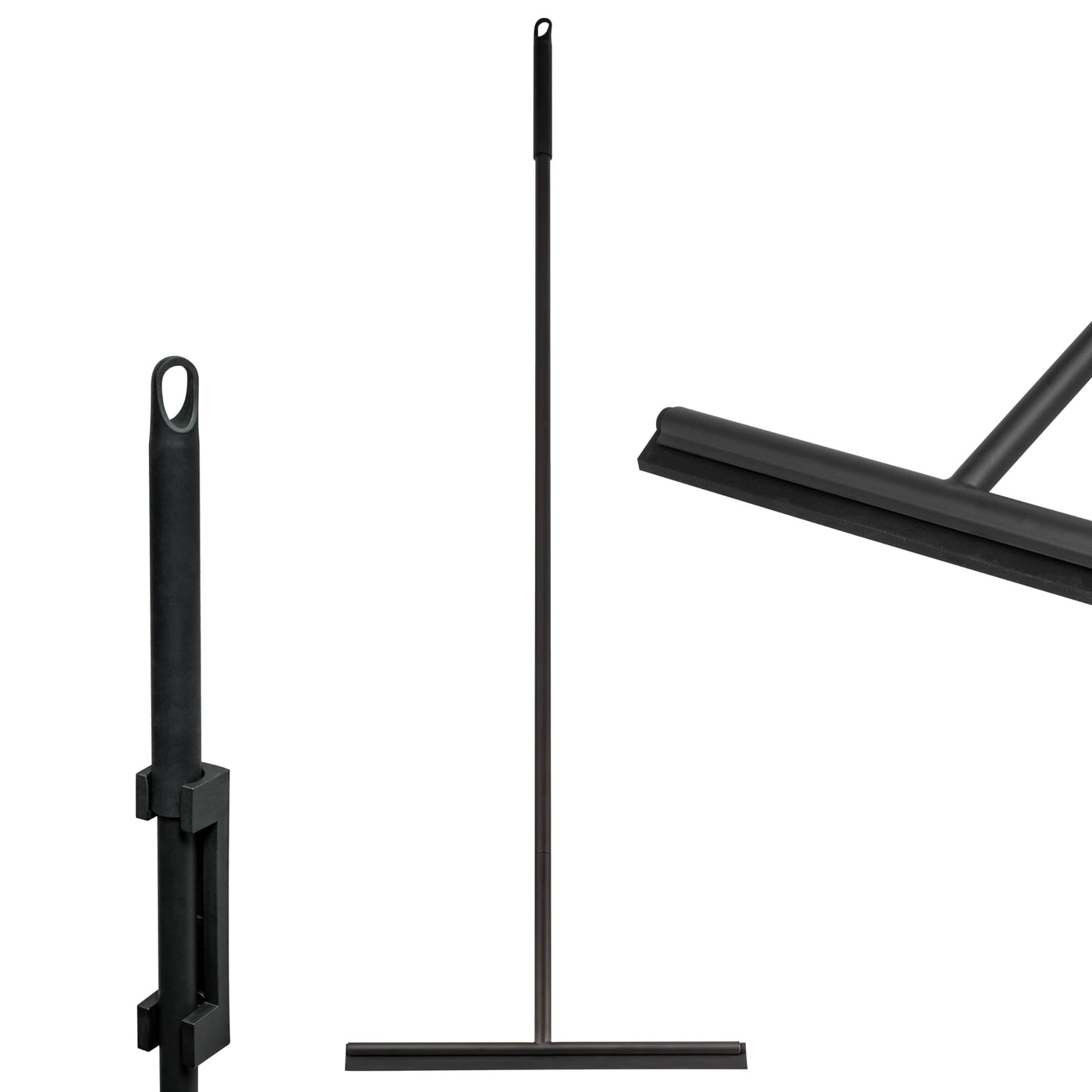 bremermann Bodenabzieher, Fensterabzieher mit Wandhalter, aus Edelstahl und Silikon (Schwarz)