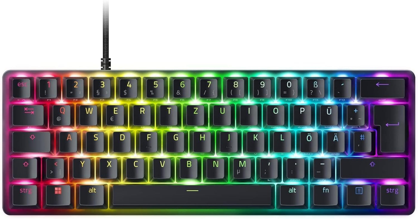 Razer Huntsman Mini (Analog Switch) - Kompakte 60% Gaming Tastatur (Analoge Switches, Doubleshot PBT-Tastenkappen, Abnehmbares USB-C Kabel) QWERTZ DE-Layout | Schwarz