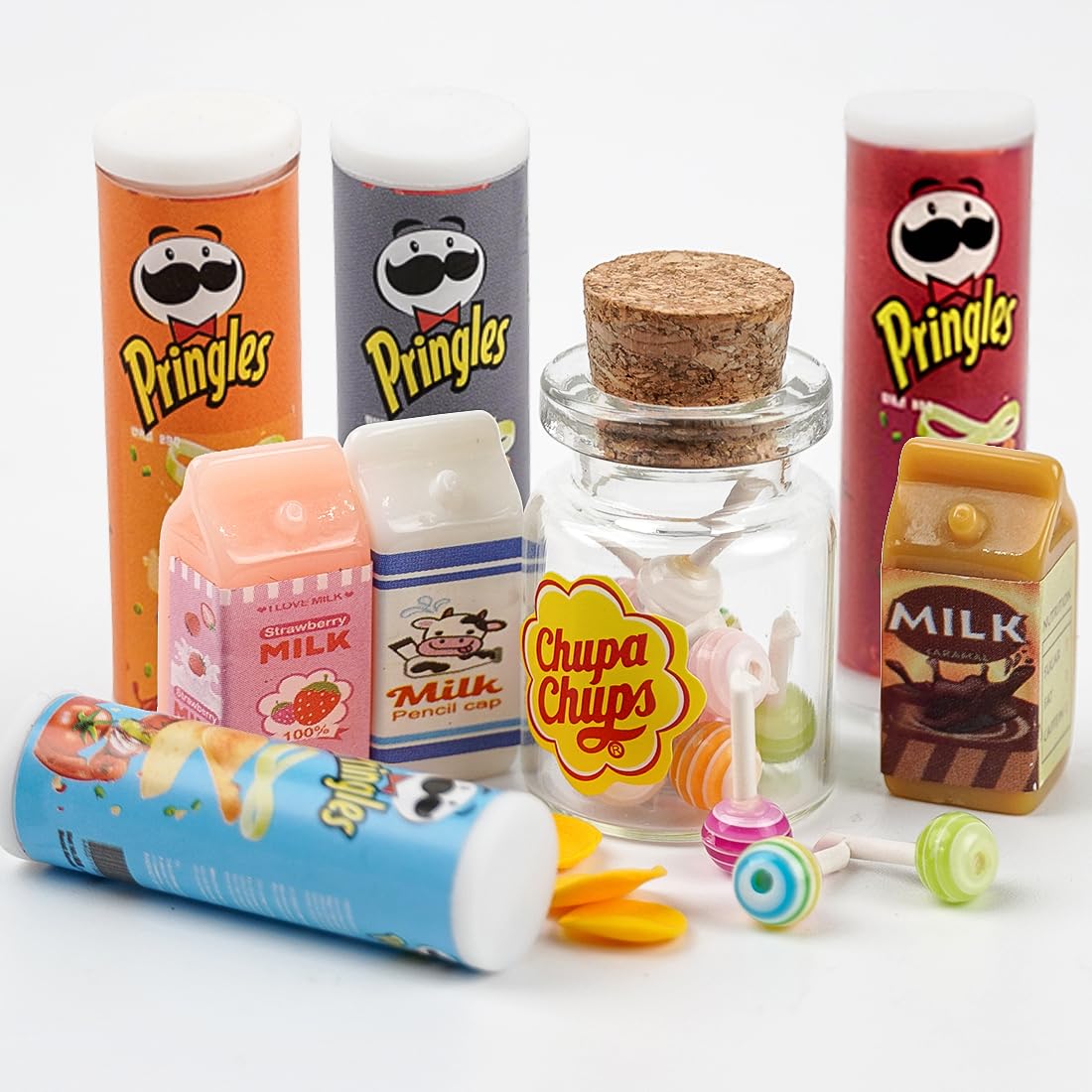 13 Stück Miniatur Zubehör Puppenhaus Lebensmittel, Miniatur Wichtel Zubehör, Miniatur Essen und Trinken, Mini Food Süßigkeiten Miniatur Küche Zubehör Set, Wichtelzubehör für Puppenhausdekoration