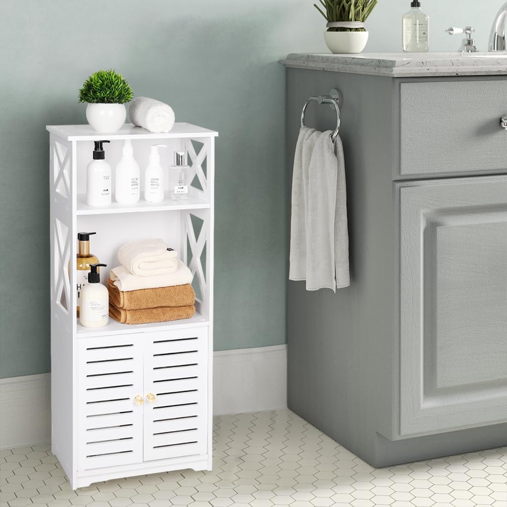 Tiasott Badezimmer-Boden-Aufbewahrungsschrank, Badezimmer-Aufbewahrung, Möbel, Heim-Organizer, Regal, Regal, Regal, wasserdicht, Badezimmerschrank, freistehender Schrank mit Regal, Eckschrank, 30 x 22