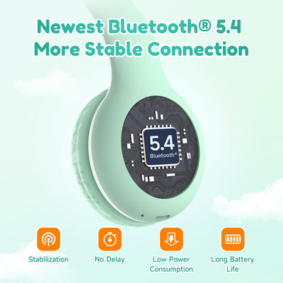 EarFun Bluetooth Kopfhörer Kinder, 85/94dB Lautstärkeregelung, HiFi Sound, HD-Mikrofon, 40 Std Akku, Faltbare, Einstellbar, Kopfhörer Kabellos Bluetooth Kinder für Schule/Reise/PC, Grün