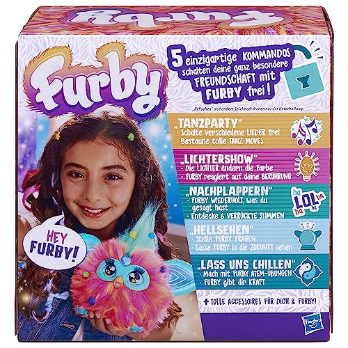Furby Coral Interaktives Plüschtier – Spricht Deutsch, reagiert auf Stimme, tanzt & leuchtet – 5 Spielmodi, 600+ Reaktionen – Mit Zubehör – Elektronisches Spielzeug ab 6 Jahren