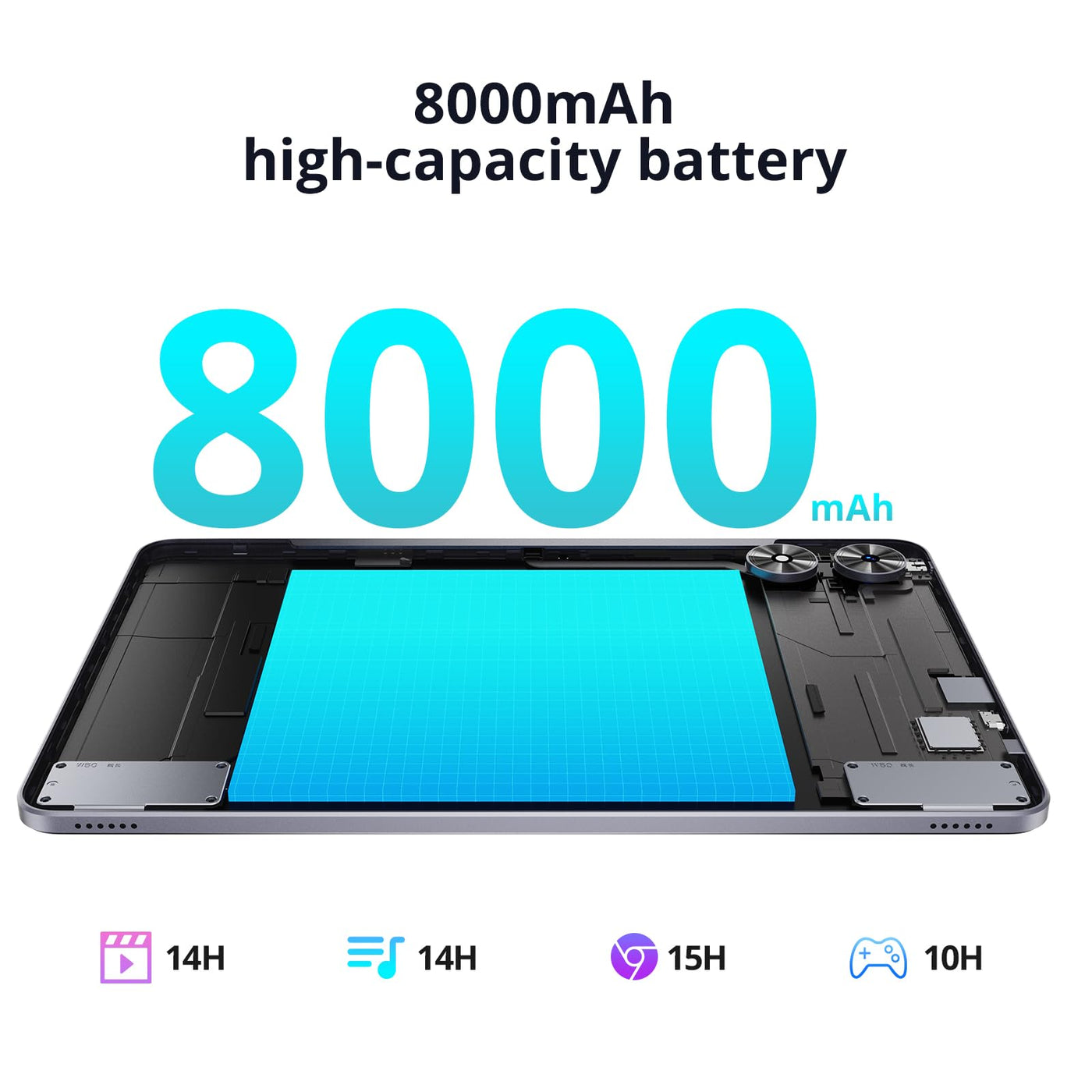 SVITOO Tablet 11 Zoll, Android 15 Tablet 4 GB Arbeitsspeicher + 128GB ROM, T606 Octa-Core, 1280x800 HD, 8000mAh（mit NTC, Widevine L1, 13MP+5MP, 2.4G + 5G WiFi, GPS (Tastatur-Set)