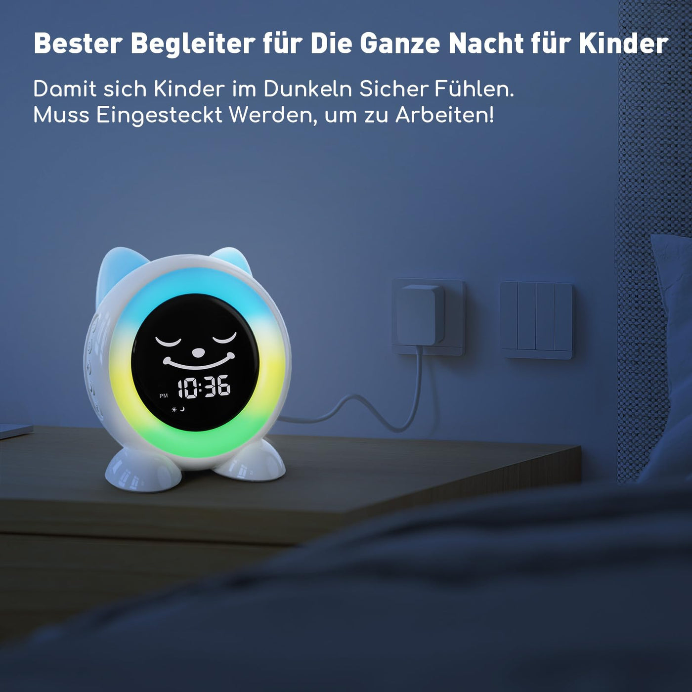 I·CODE Kinderwecker, Schlaftrainer Kinder mit Nachtlicht,Kinder Lichtwecker für Kleinkinder,Lernen von Schlafen und Aufwachen