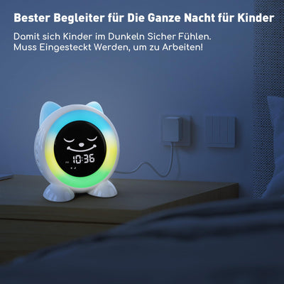 I·CODE Kinderwecker, Schlaftrainer Kinder mit Nachtlicht,Kinder Lichtwecker für Kleinkinder,Lernen von Schlafen und Aufwachen