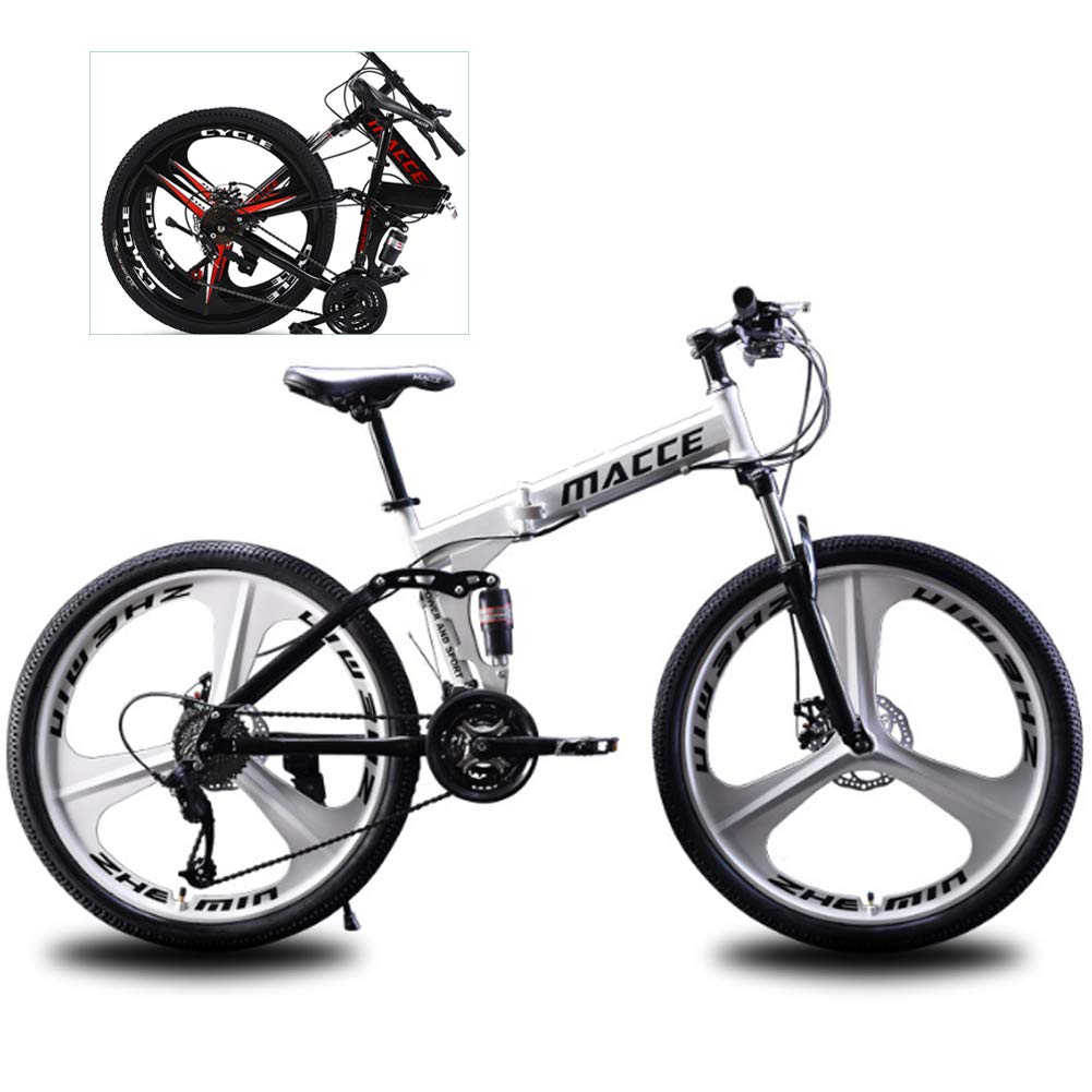 YXYBABA Faltbares Mountainbike 24 Zoll 24 Gang Fahrrad Vollgefedert MTB Schaltung Dual Disc Bremsen Mountainbike Erwachsene Mountainbike 24 Gang Drei Cutter Rad
