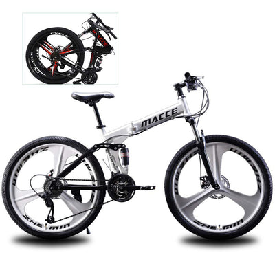 YXYBABA Faltbares Mountainbike 24 Zoll 24 Gang Fahrrad Vollgefedert MTB Schaltung Dual Disc Bremsen Mountainbike Erwachsene Mountainbike 24 Gang Drei Cutter Rad