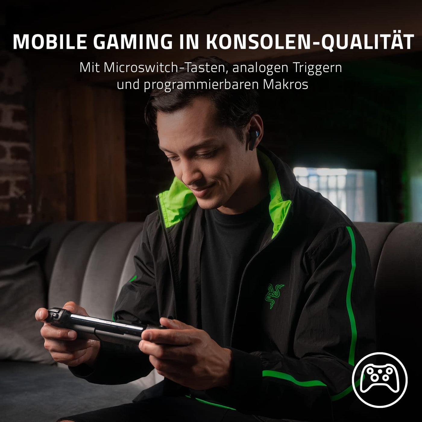 Razer Kishi V2 für iPhone - Mobile Gaming Controller (Universal Fit mit ausziehbarer Brücke, Streaming von PC- und Konsolenspielen, Ergonomisches Design, Powered by Nexus App) Schwarz