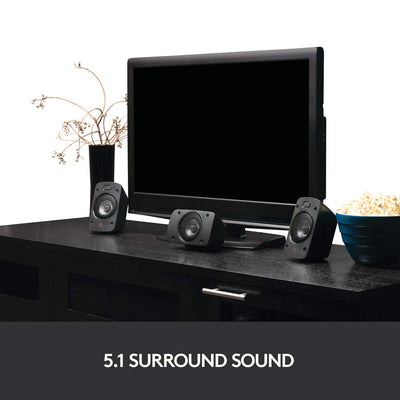 Logitech Z906 5.1 Sound System, Lautsprecher mit 1000 Watt Surround Sound, THX, Mehrere Audio-Eingänge, Fernbedienung, UK Stecker, PC/PS4/Xbox/Stereo-Anlage/TV/Smartphone/Tablet - Schwarz