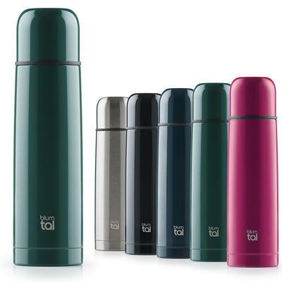 Blumtal® Thermosflasche 1L - BPA-freie Thermoskanne für warm&kalt - auslaufsichere Isolierflasche 1000ml aus Edelstahl rostfrei - Thermoskanne mit Becher - Isolierkanne 1L - Thermokanne - Dunkelgrün