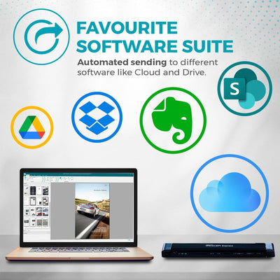 IRIScan Express Mobile Scanner-dokumentenscanner A4 8PPM -v4: PDF-Editor, Simplex, USB-betrieben, PDF-Scanner, Scan zu Word, PDF, XLS, Visitenkarten zu Outlook, Foto Scanner, Quittungsscanner Win