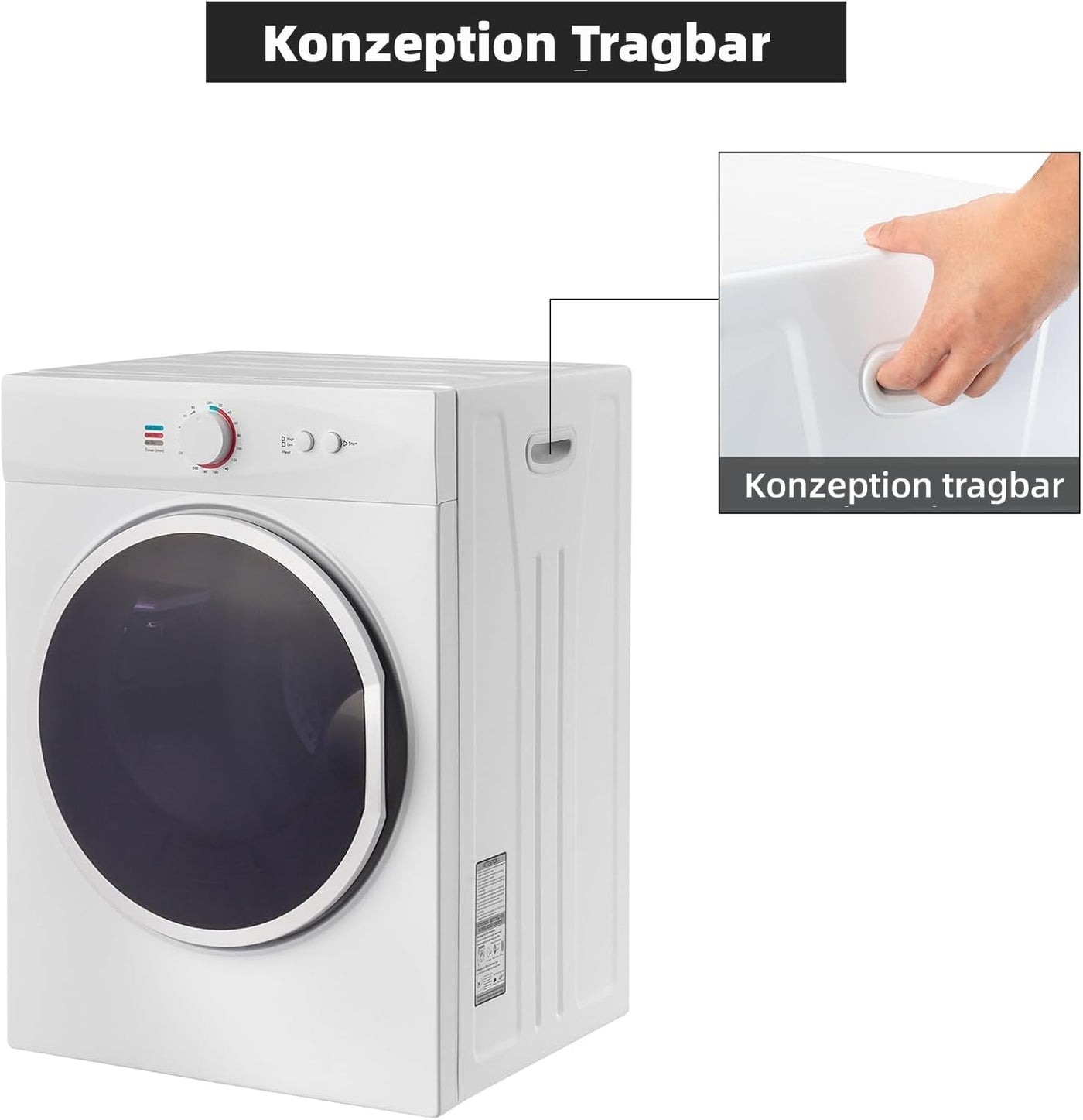 LEADZM Mini Wäschetrockner Elektrischer Trockner Ablufttrockner,3KG,40L,900W,3 Trocknungsmodi