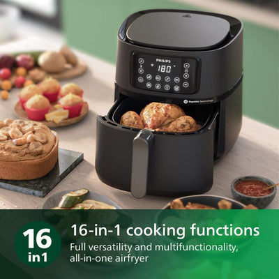 Philips Domestic Appliances Philips Airfryer 5000 Series XXL, 7,2 l (1,4 kg), 6 Portionen, 16-in-1 Airfryer, angeschlossenes WLAN, 90% weniger Fett mit Rapid Air Technologie, HomeID App (HD9285/91)