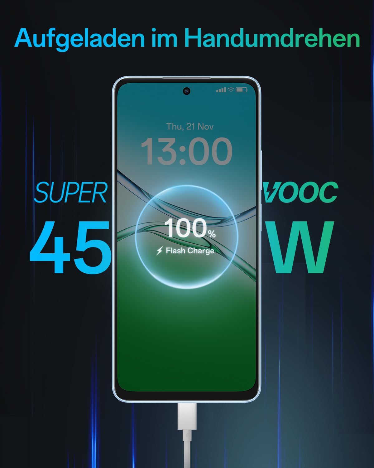 OPPO A5 Pro 4G 8GB+256GB, Simlockfreies Smartphone mit KI, 6,67" 90Hz-Display, 50MP-AF-Kamera, 5800mAh-Akku, IP69-Schutz gegen Wasser und Staub, Feather Blue (inklusive 45-W-SUPERVOOC-Ladegerät)