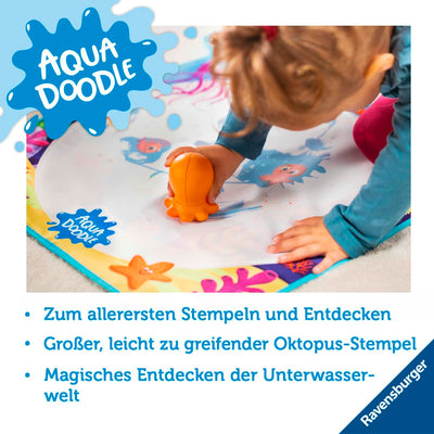 Ravensburger 4568 Aquadoodle Magic Ocean - Fleckenfreies Stempeln und Entdecken mit Wasser - Stempelset mit magischer Stoffmatte für Babys ab 1 Jahr - Spielzeug ab 1 Jahr