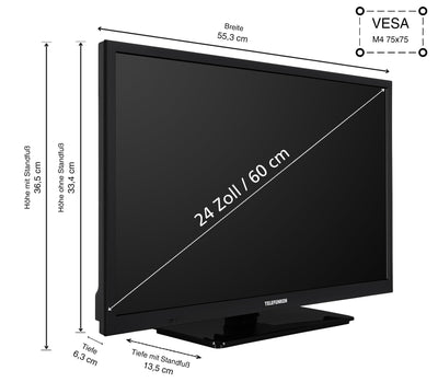 Telefunken XH24O550M Fernseher 24 Zoll HD-ready LED TV mit 60 cm Bildschirmdiagonale und integriertem Triple-Tuner, schwarz